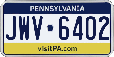 PA license plate JWV6402