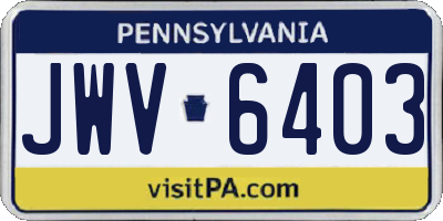 PA license plate JWV6403
