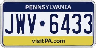 PA license plate JWV6433