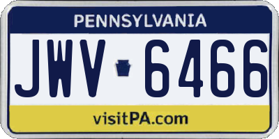 PA license plate JWV6466