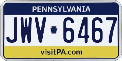 PA license plate JWV6467