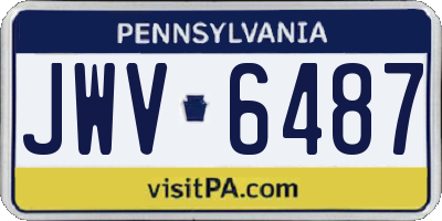 PA license plate JWV6487