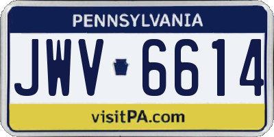 PA license plate JWV6614