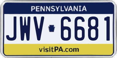 PA license plate JWV6681