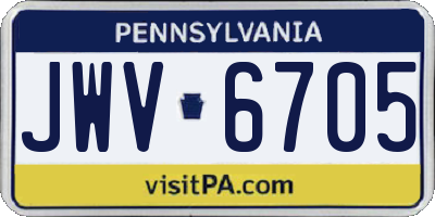 PA license plate JWV6705