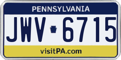PA license plate JWV6715