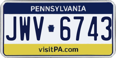 PA license plate JWV6743