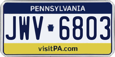 PA license plate JWV6803