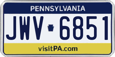 PA license plate JWV6851