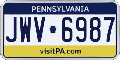 PA license plate JWV6987
