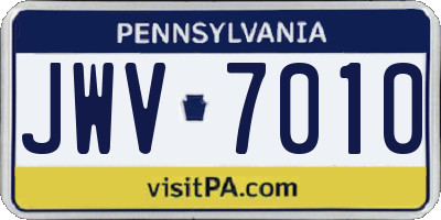 PA license plate JWV7010