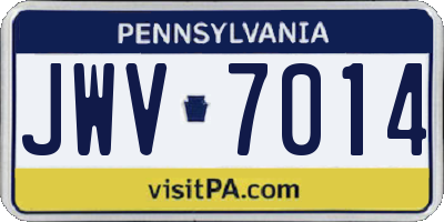 PA license plate JWV7014