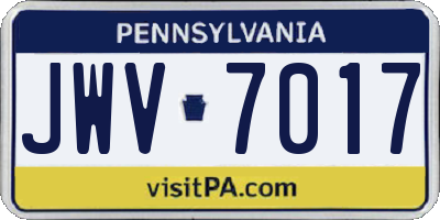 PA license plate JWV7017