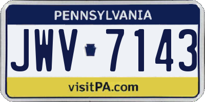 PA license plate JWV7143