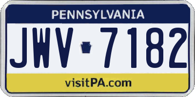 PA license plate JWV7182