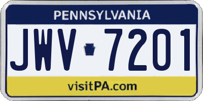 PA license plate JWV7201