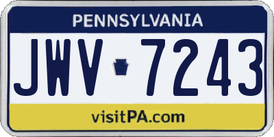 PA license plate JWV7243