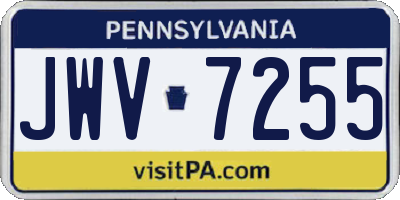 PA license plate JWV7255