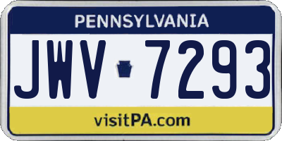PA license plate JWV7293