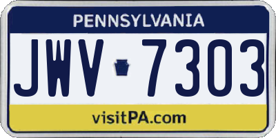 PA license plate JWV7303