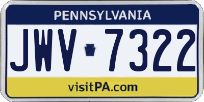 PA license plate JWV7322