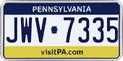 PA license plate JWV7335