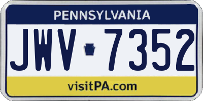 PA license plate JWV7352