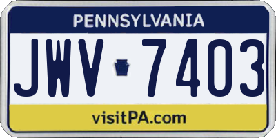 PA license plate JWV7403