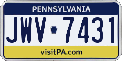 PA license plate JWV7431