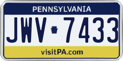 PA license plate JWV7433
