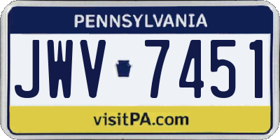 PA license plate JWV7451