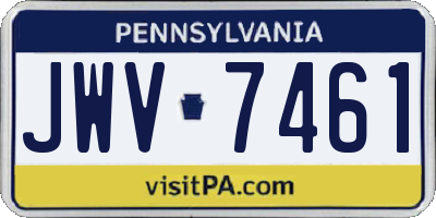 PA license plate JWV7461