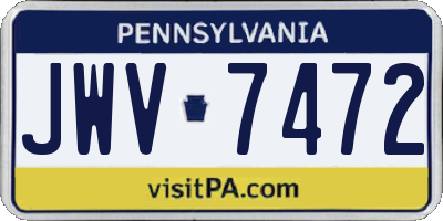 PA license plate JWV7472