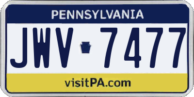 PA license plate JWV7477