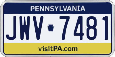 PA license plate JWV7481