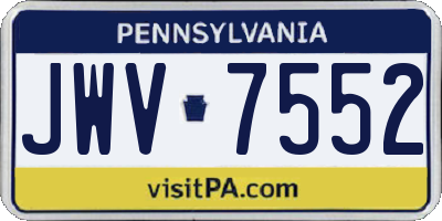 PA license plate JWV7552