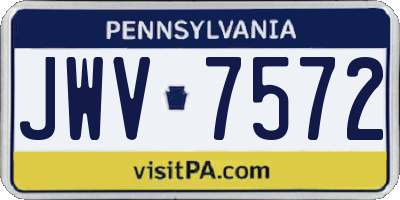 PA license plate JWV7572
