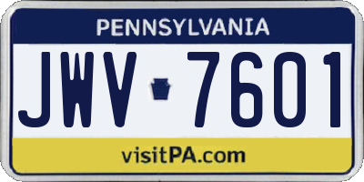 PA license plate JWV7601