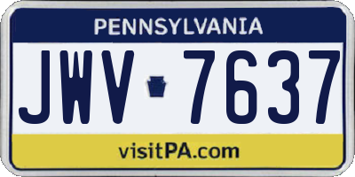 PA license plate JWV7637