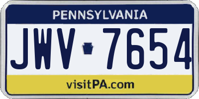 PA license plate JWV7654