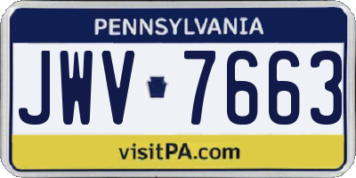 PA license plate JWV7663