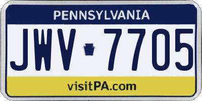 PA license plate JWV7705