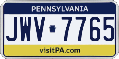 PA license plate JWV7765