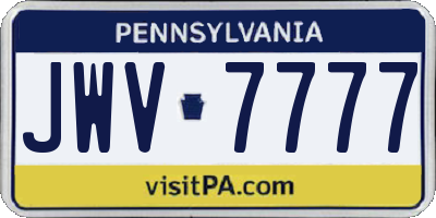 PA license plate JWV7777