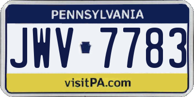 PA license plate JWV7783