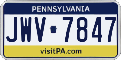 PA license plate JWV7847
