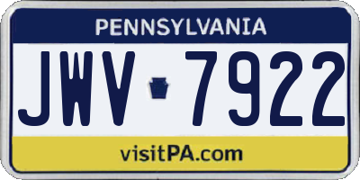 PA license plate JWV7922