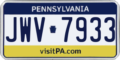 PA license plate JWV7933