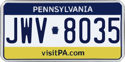 PA license plate JWV8035