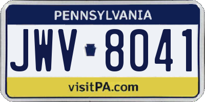 PA license plate JWV8041